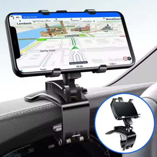 Car Phone Holder Clip Mount 360 Degree Rotation Dashboard Rear View Mirror Sun Visor Smartphone